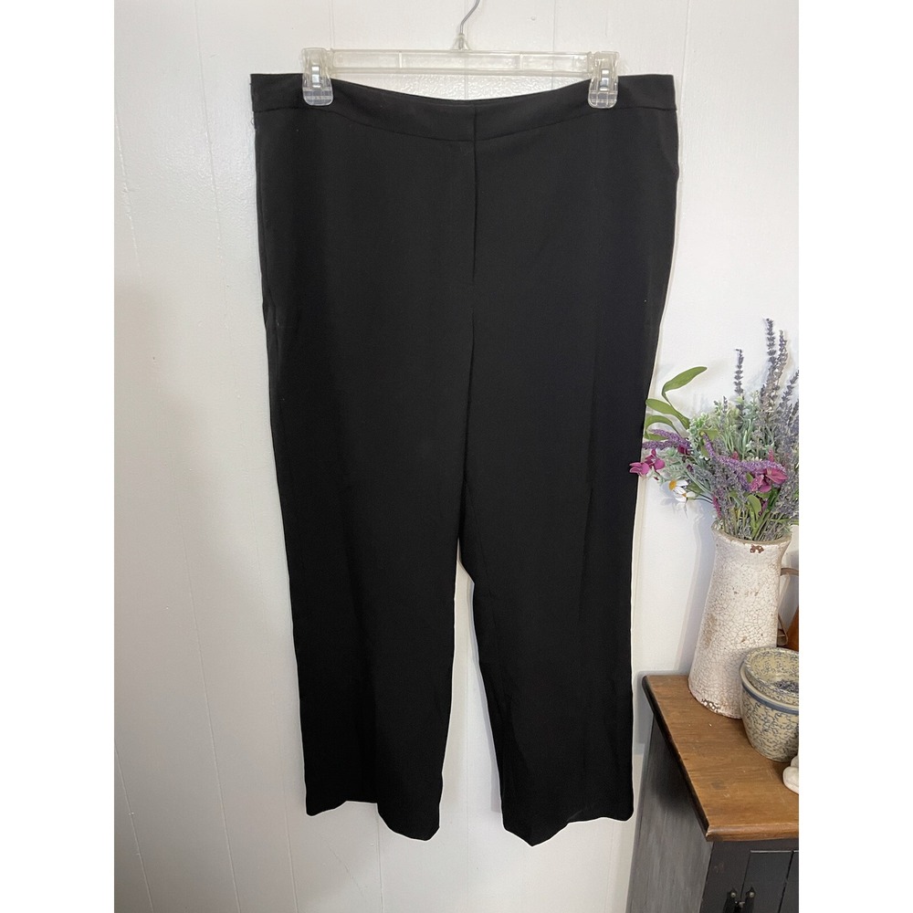 Kasper 16 Kate Classic Fit Black Dress Pants Satin Lined EUC